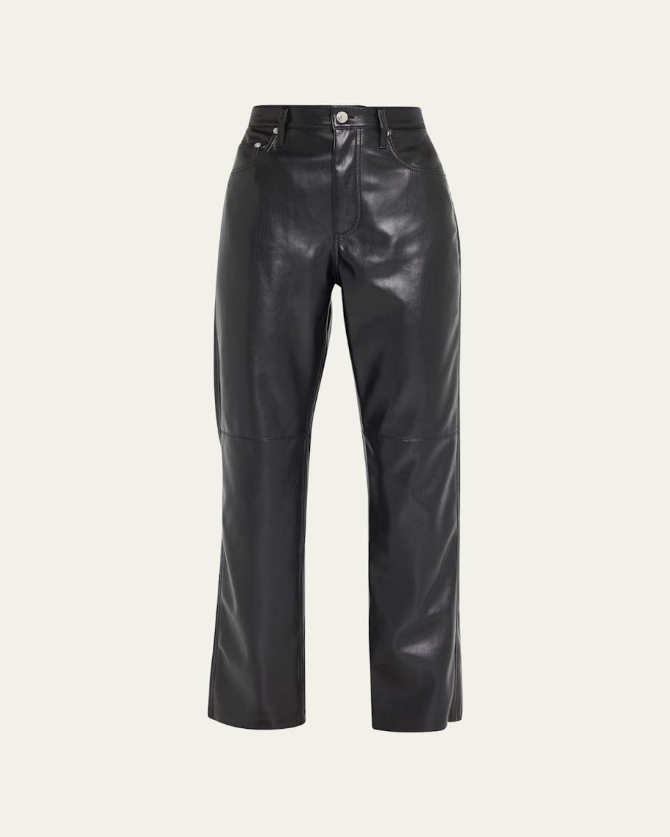 Vinni Mid-Rise Straight Leather Ankle Pants